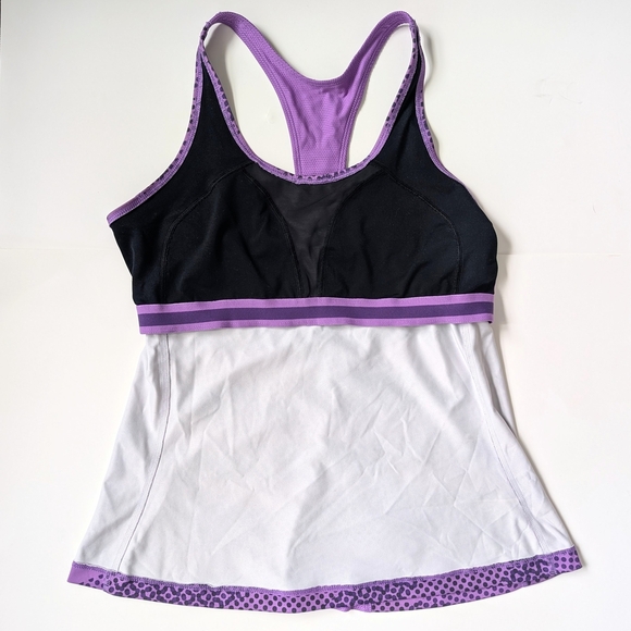 Nike Women's Dri-FIT Purple Patterned Training Tank Top + Integrated Bra XL - Picture 7 of 10